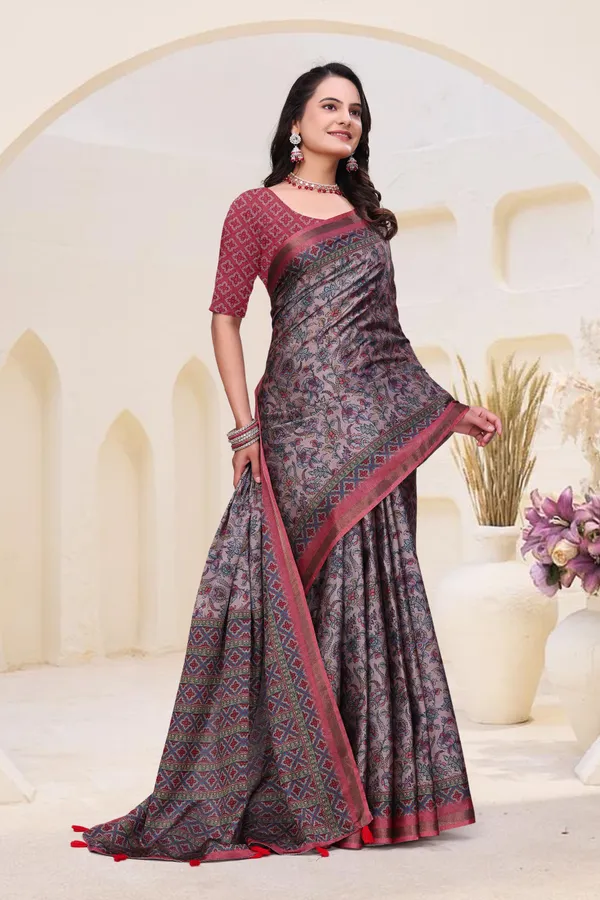 FLUIT_LESVETEMENTS_Printed_Bollywood_Cotton_Blend_Saree_with_Unstitched_Blouse_(Grey)