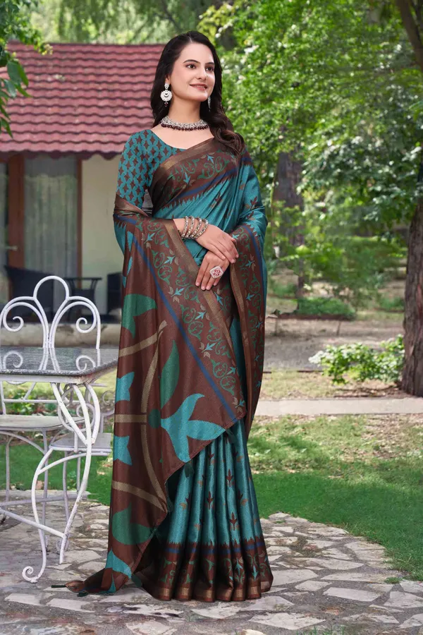 FLUIT_LESVETEMENTS_Floral_Print_Bollywood_Cotton_Blend_Saree_with_Unstitched_Blouse_(Light_Blue)