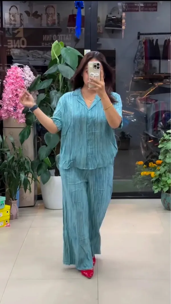Designer_Pure_Linen_Co_Ord_Set_Blue