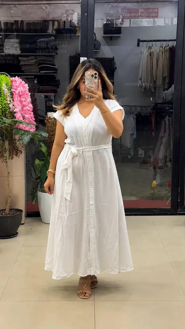 Aashrute_Aahana_Pure_Cotton_Button_Maxi_Dress_White
