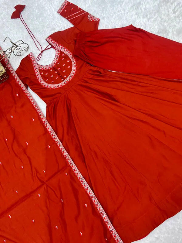 Rust_Orange_Embroidered_Anarkali_Kurta_Set_With_Dupatta