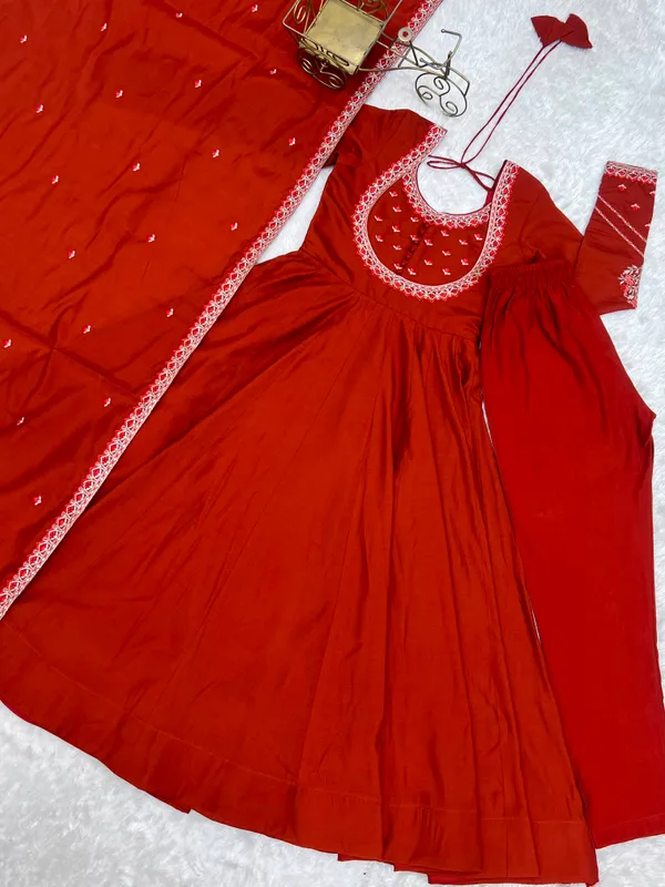 Rust_Orange_Embroidered_Anarkali_Kurta_Set_With_Dupatta