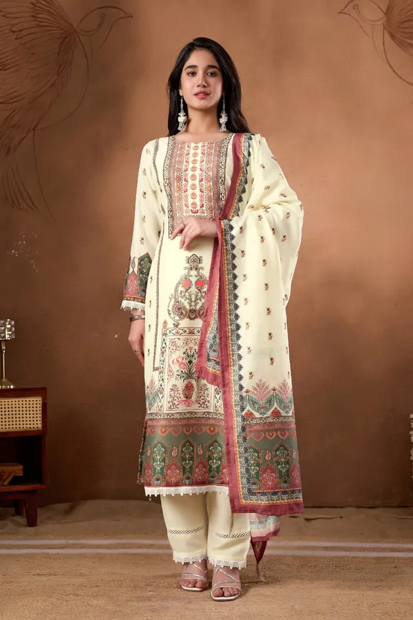 Beige_Floral_Botanical_Printed_Straight_Kurta_Set_For_Women