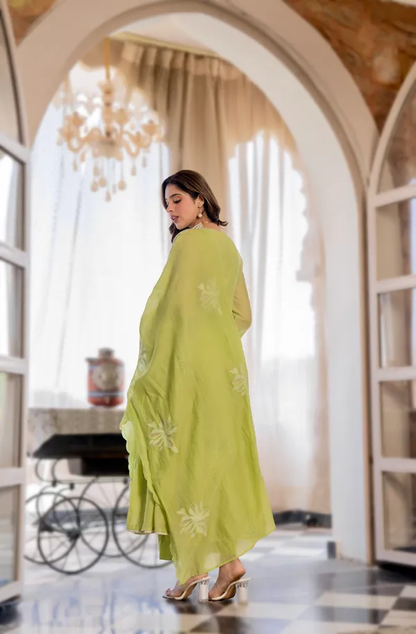 Green_Chanderi_silk_Kurta_set