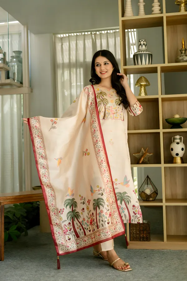 Pink_Viscose_assam_silk_Kurta_set