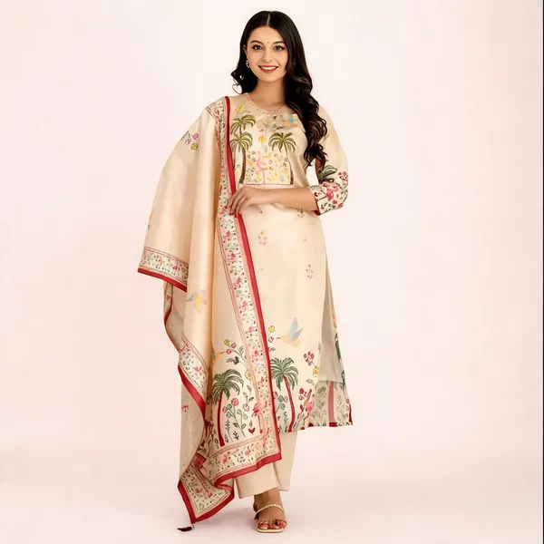 Pink_Viscose_Assam_Silk_Kurta_Set_For_Women