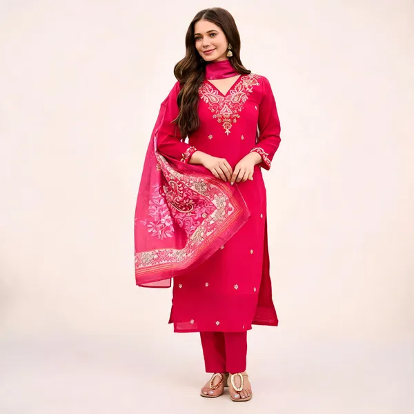 Pink_Roman_Silk_Kurta_Set_For_Women