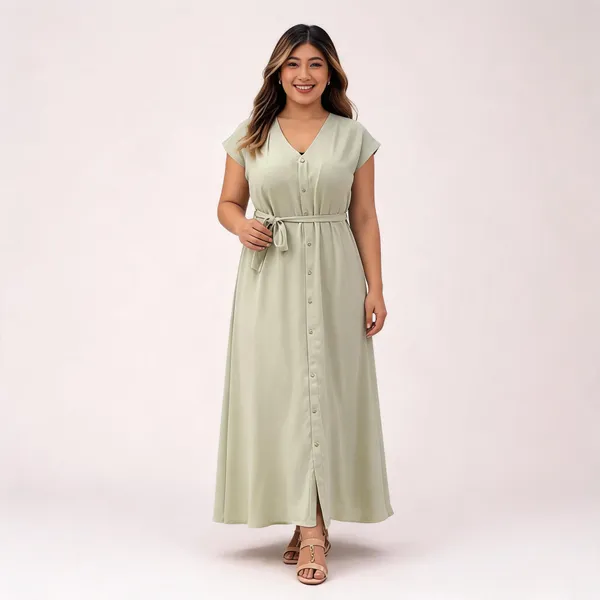 Green_Cotton_Button-Down_Maxi_Dress_For_Women