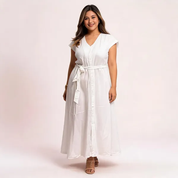 White_Cotton_Button-Down_Maxi_Dress_For_Women