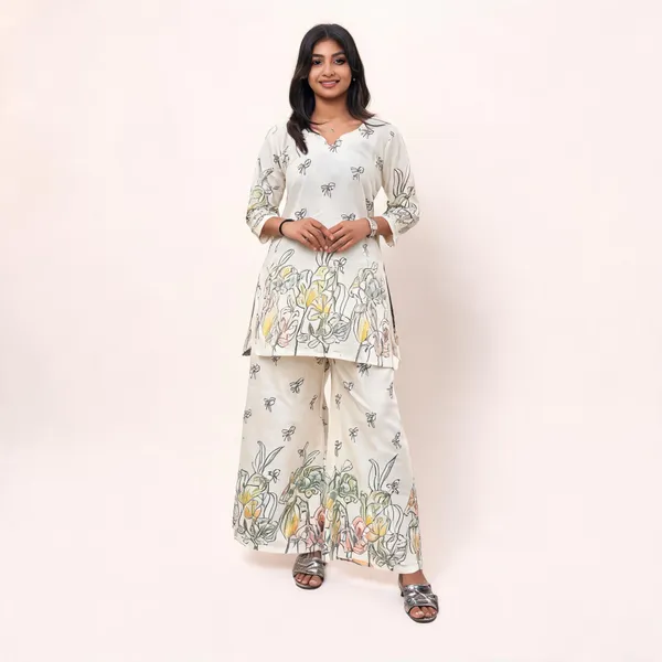White_Rayon_Floral_Printed_Co-Ord_Set_For_Women