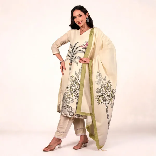 Beige_Botanical_Floral_Printed_Straight_Kurta_Set_For_Women