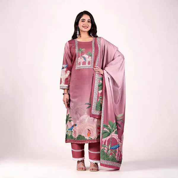 Pink_Mughal_Floral_Printed_Straight_Kurta_Set_For_Women