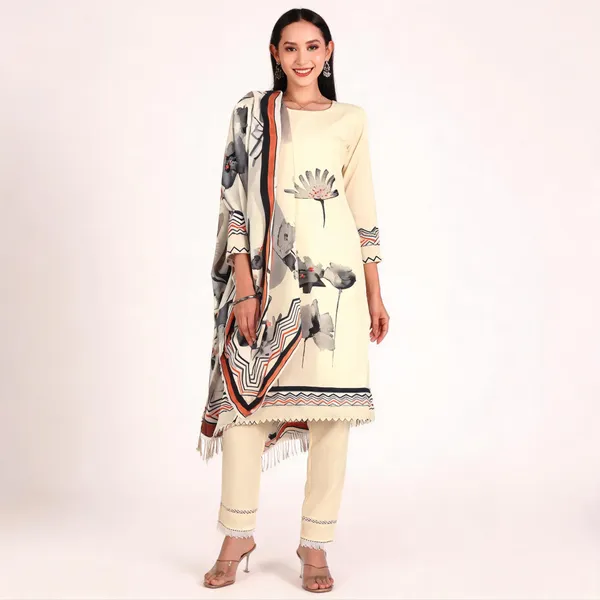 Beige_Floral_Botanical_Printed_Straight_Kurta_Set_For_Women