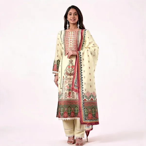 Beige_Floral_Botanical_Printed_Straight_Kurta_Set_For_Women