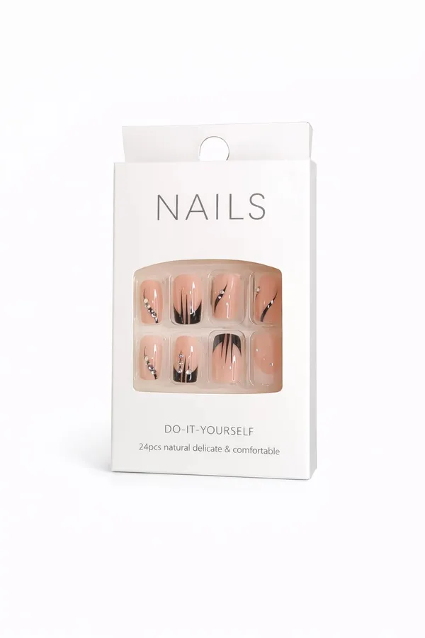 Nude_French_Tip_Press_On_Nails_White_Tips_With_Black_Gold_Line_Accents