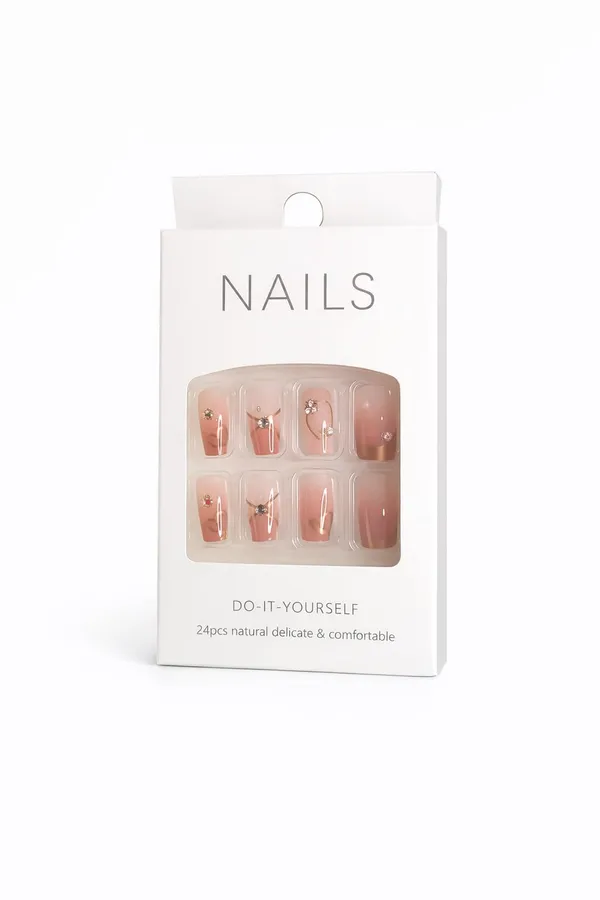 Rosy_Heart_Charm_Press_On_Nails_Pink_Gradient_With_Gold_Heart_Accents
