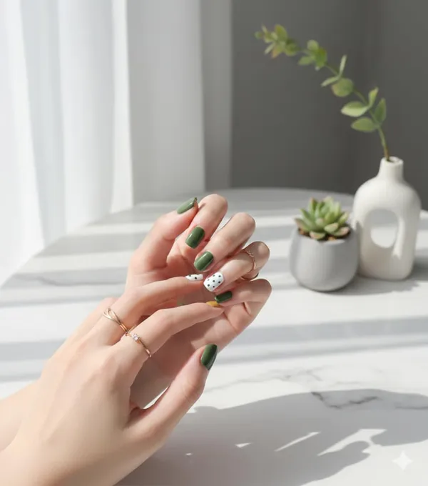 Olive_Garden_Press_On_Nails_Green_Yellow_With_Polka_Dot_Accents