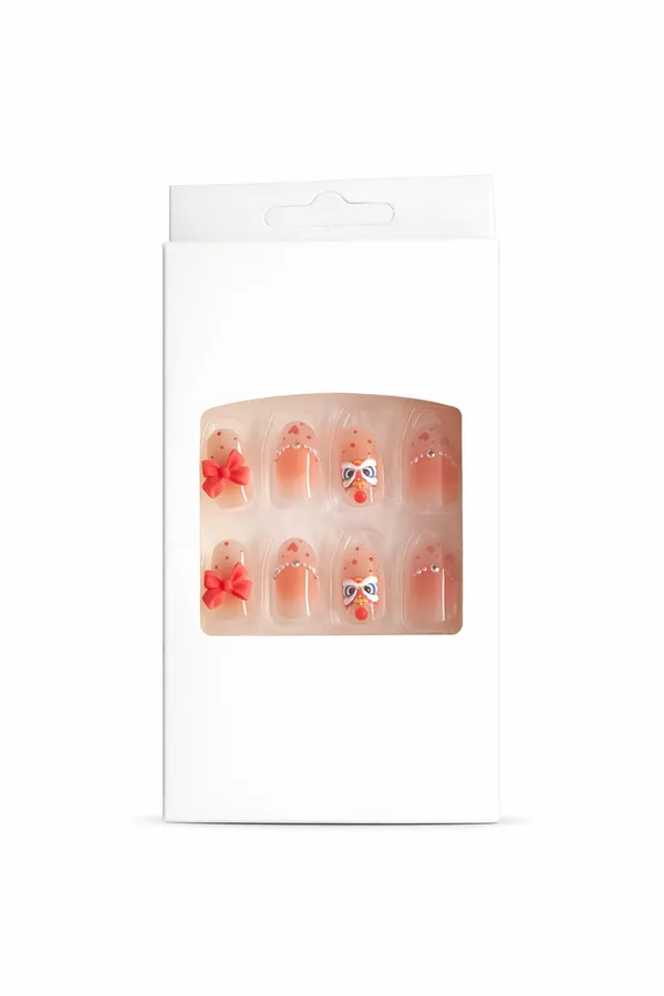 Lucky_Charm_Press_On_Nails_Nude_With_Red_Hearts_Bow_Accents
