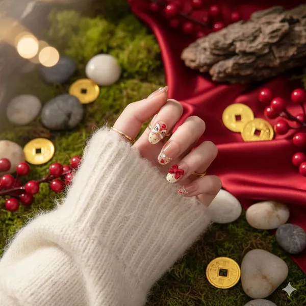 Lucky_Charm_Press_On_Nails_Nude_With_Red_Hearts_Bow_Accents