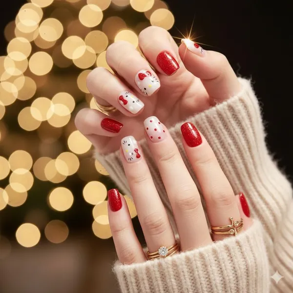Hello_Kitty_Press_On_Nails_Red_White_With_Cute_Character_Accents