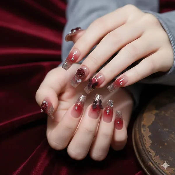Burgundy_Rose_Glitter_Press_On_Nails_Wine_Red_Gradient_With_Flower_Crystal_Accents