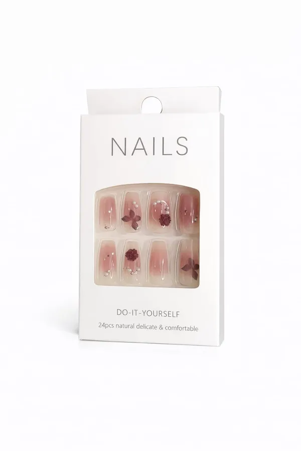 Burgundy_Rose_Glitter_Press_On_Nails_Wine_Red_Gradient_With_Flower_Crystal_Accents