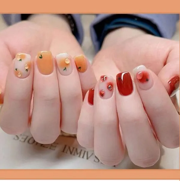 Autumn_Fruit_Press_On_Nails_Orange_Red_With_Apple_Orange_Accents