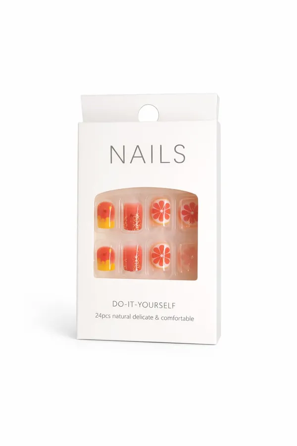 Citrus_Bloom_Press_On_Nails_Coral_Gradient_With_Grapefruit_Glitter
