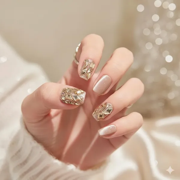 Nude_Gold_Foil_Accent_Press_On_Nails