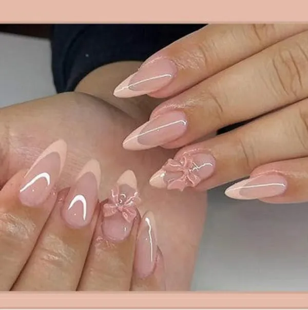 Nude_Pink_Bow_Press_On_Nails_Soft_Pink_With_White_Tips_3D_Bow_Accents