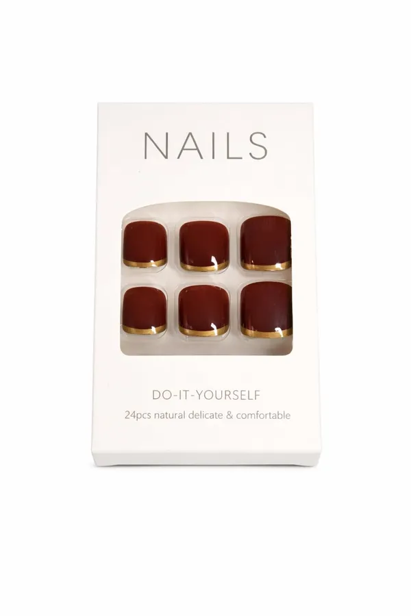 Burgundy_Square_Press_On_Toenails_With_Gold_Trim_24_Pcs_Luxury_Look
