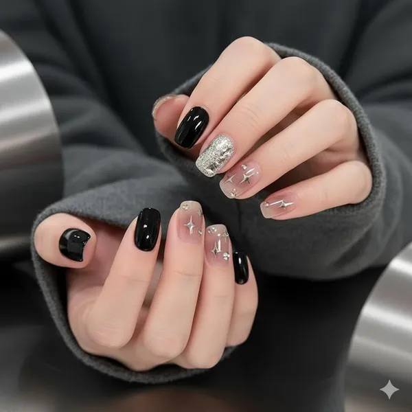 Silver_Glam_Star_Press_On_Nails_Black_Nude_With_Silver_Glitter_Star_Accents