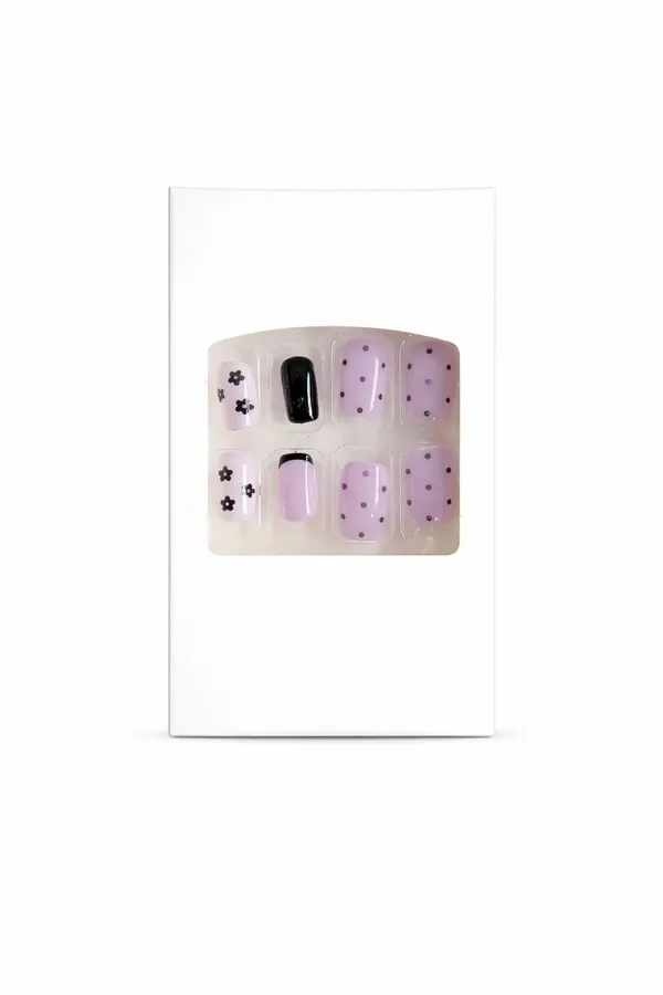 Purple_Press_On_Nails_Floral_Polka_Dot_24Pcs