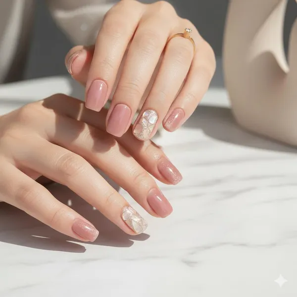 Golden_Marble_Press_On_Nails_Dusty_Rose_With_Gold_Foil_Accents