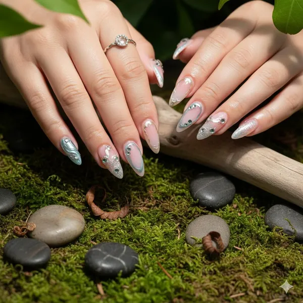 Pink_Teal_Stiletto_Press_On_Nails_Elegant_Designer_Artificial_Nails