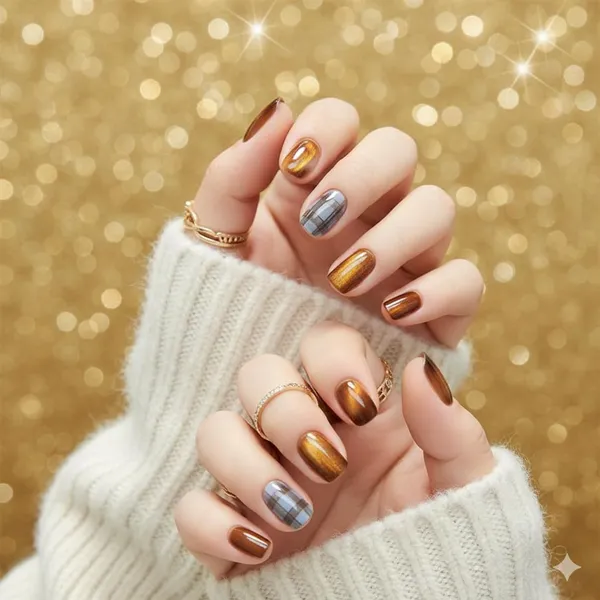Brown_Chrome_Press_On_Nails_With_Plaid_Accents_24_Pcs
