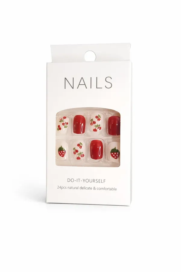 Berry_Delight_Press_On_Nails_Red_With_Strawberry_Cherry_Accents