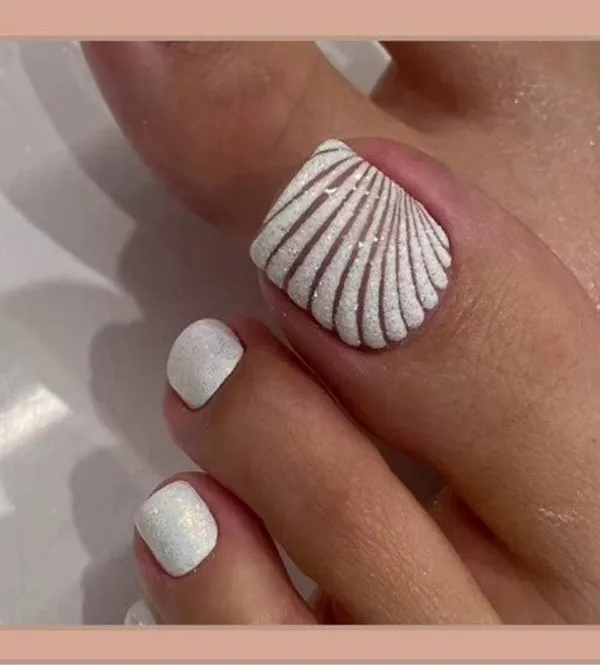 White_Shell_Design_Press_On_Toenails_24_Pcs_Elegant_Diy_Toenails