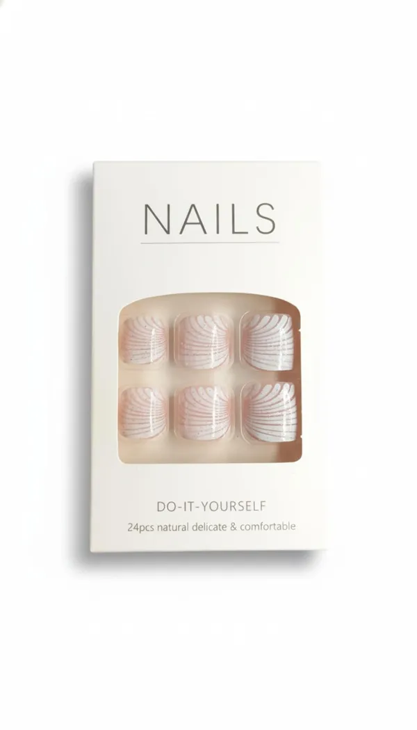 White_Shell_Design_Press_On_Toenails_24_Pcs_Elegant_Diy_Toenails