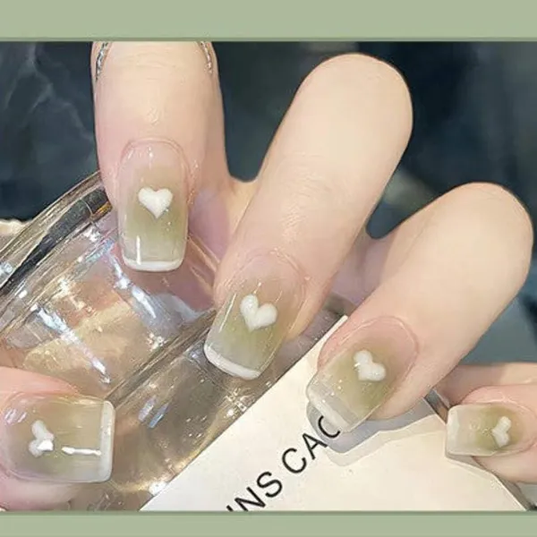 Sage_Heart_Press_On_Nails_Olive_Green_With_Pearl_Heart_Accents