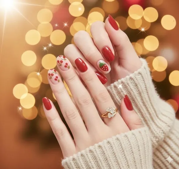 Berry_Delight_Press_On_Nails_Red_With_Strawberry_Cherry_Accents_Press_On_Nails_Artificial_Designer_3D_White_Bow_Pearl_With_Pink_Glitter_Color_Nails_Extension_24_Pieces_Combo_Set_With_Kit_Beautiful_Fake_False_Nails