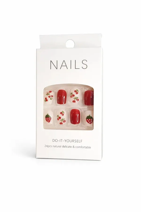 Berry_Delight_Press_On_Nails_Red_With_Strawberry_Cherry_Accents_Press_On_Nails_Artificial_Designer_3D_White_Bow_Pearl_With_Pink_Glitter_Color_Nails_Extension_24_Pieces_Combo_Set_With_Kit_Beautiful_Fake_False_Nails
