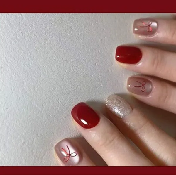 Burgundy_Red_Press_On_Nails_With_Bow_Silver_Glitter_24_Pcs