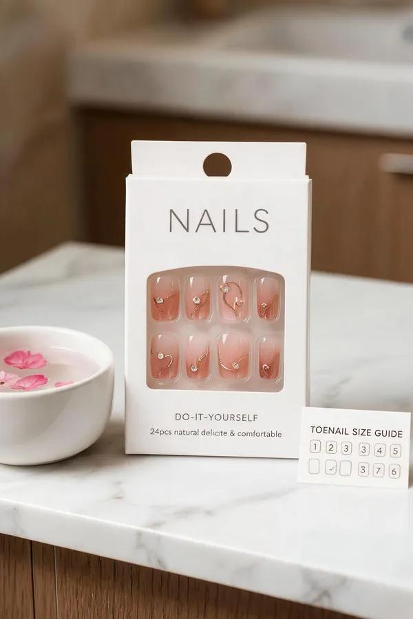 Rosy_Heart_Charm_Press_On_Nails_Pink_Gradient_With_Gold_Heart_Accents