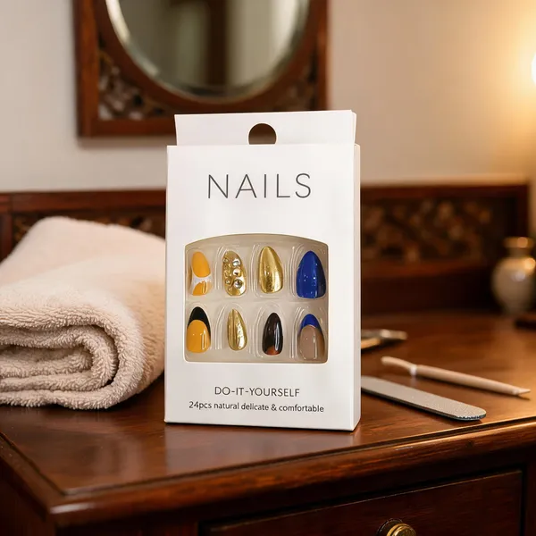 Mustard_Blue_Swirl_Press_On_Nails_Navy_Mustard_Nude_With_Gold_Shell_Star_Accents