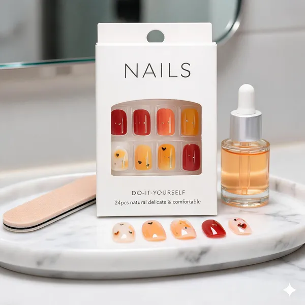 Autumn_Fruit_Press_On_Nails_Orange_Red_With_Apple_Orange_Accents