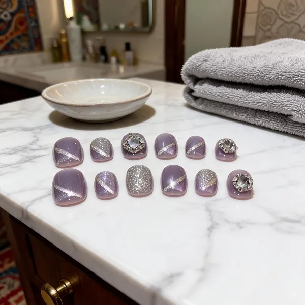 Purple_Silver_Glitter_Press_On_Toenails_24_Pcs_Glam_Diy_Toenails