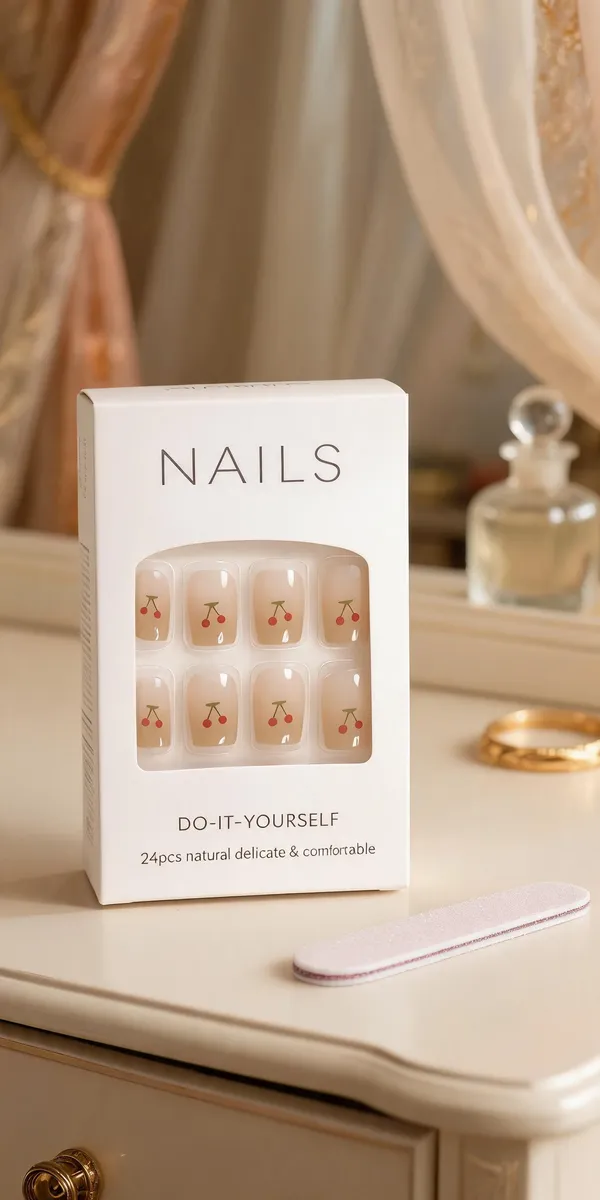 Cherry_Design_Beige_Press_On_Nails