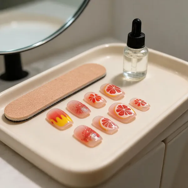 Citrus_Bloom_Press_On_Nails_Coral_Gradient_With_Grapefruit_Glitter