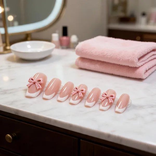 Nude_Pink_Bow_Press_On_Nails_Soft_Pink_With_White_Tips_3D_Bow_Accents